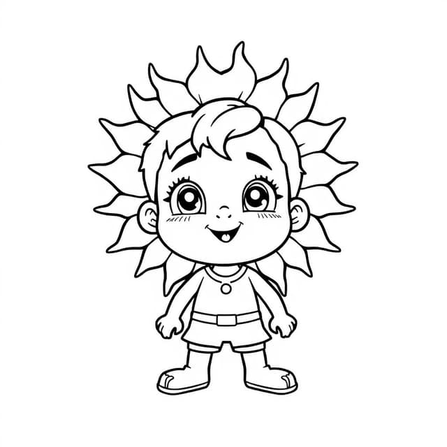 sun boy coloring page